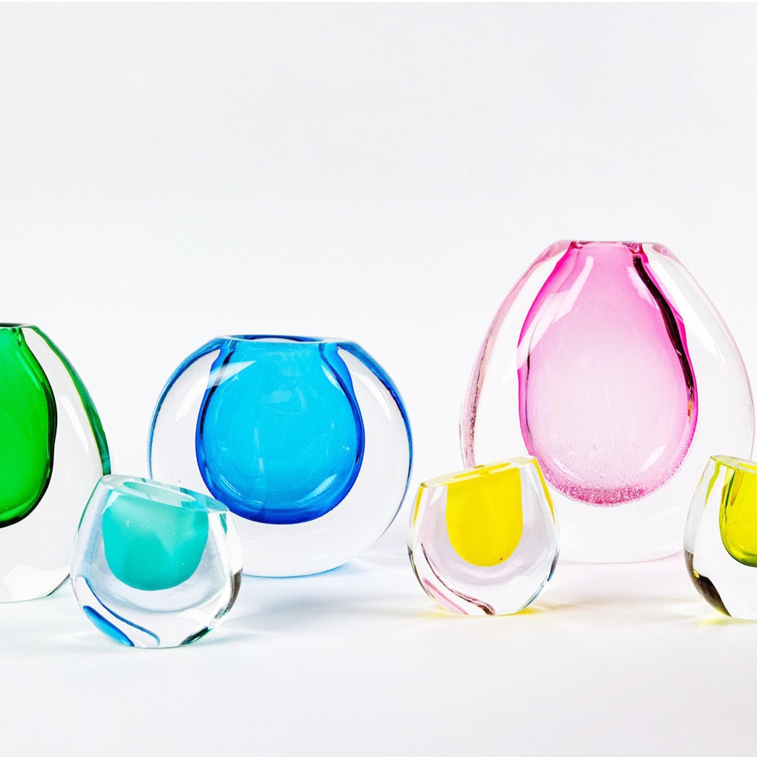 Bon-Bon Glass Vase in Turkus Blue MADE TO ORDER