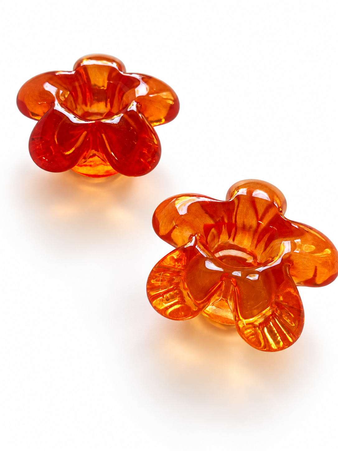 Flower Glass Candle Holder in Orange