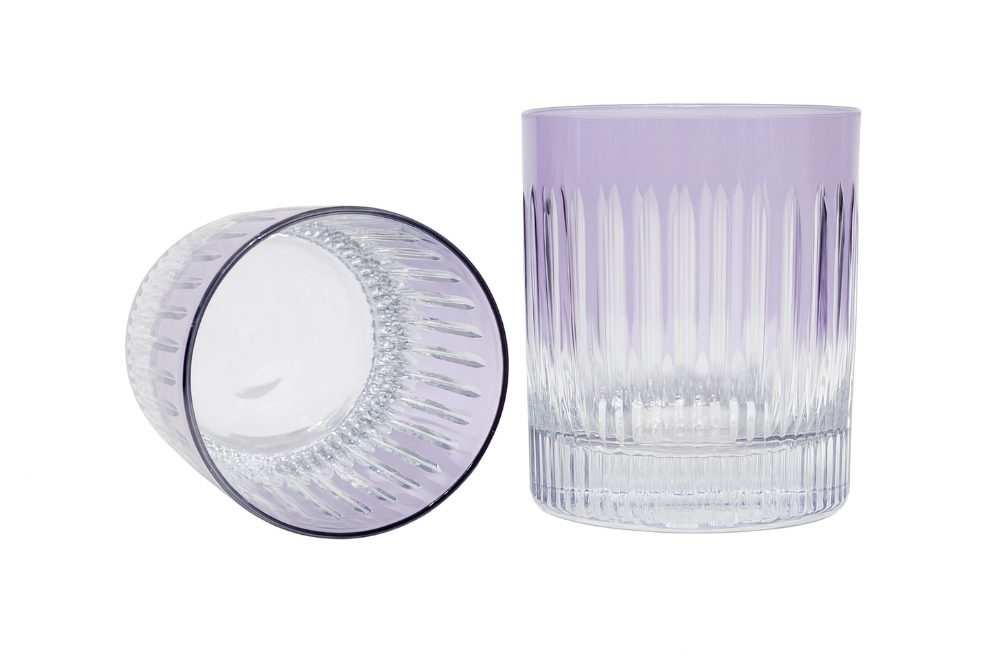 Set of two small crystal tumblers in light purple