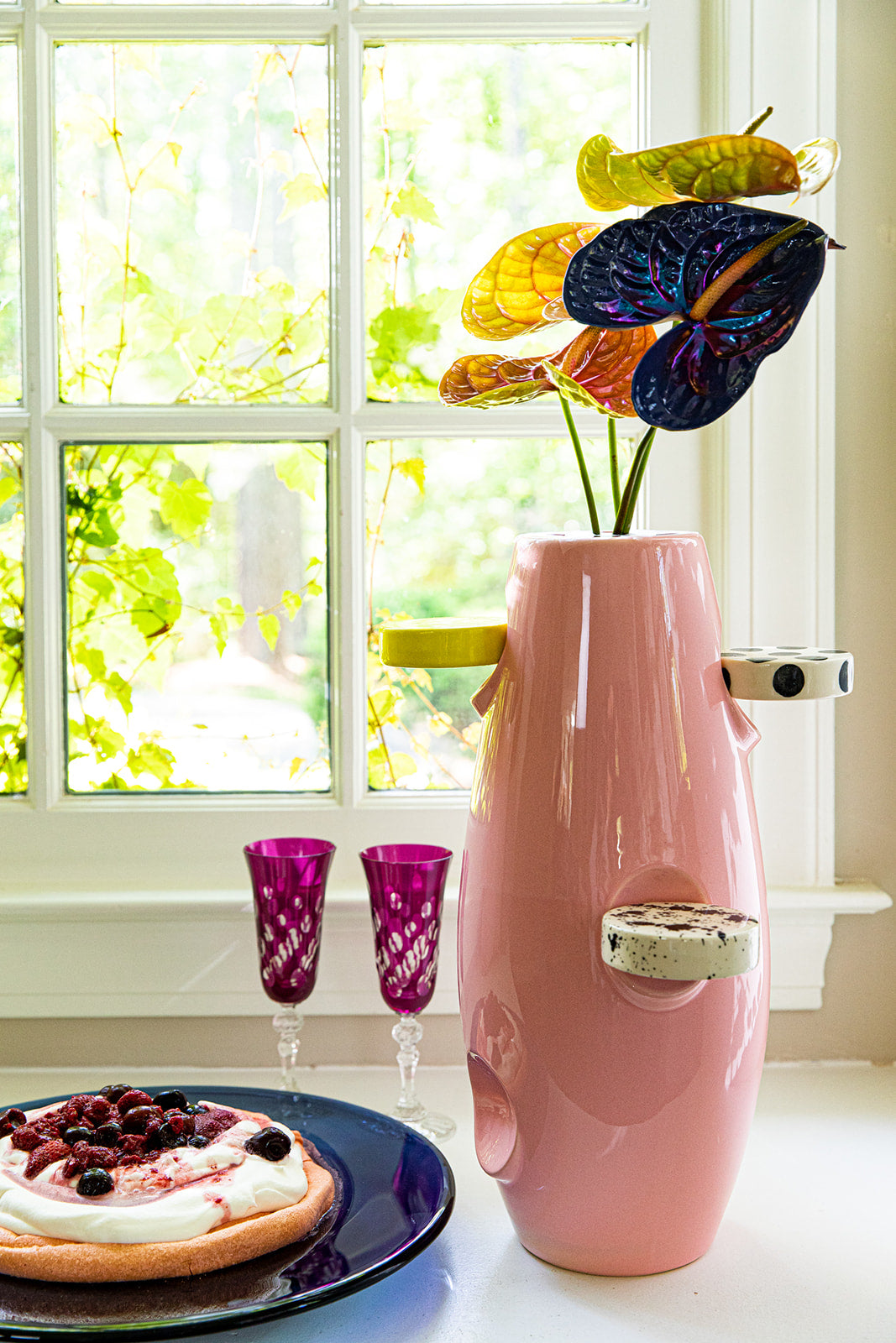 Ceramic pink rocket vase