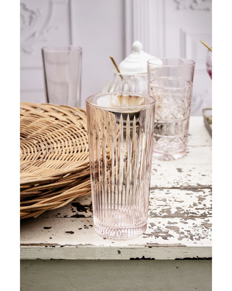 High Ball Crystal Glasses - Set of 6 in pink