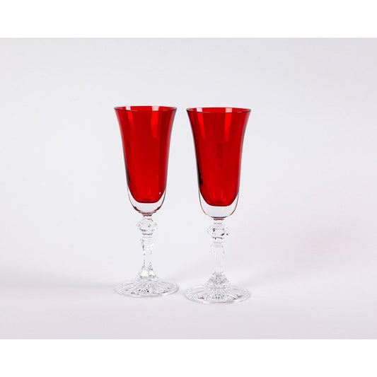 Painted Crystal Champagne Flutes - Set of 2