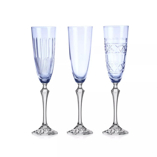Set of 6 crystal champagne flutes