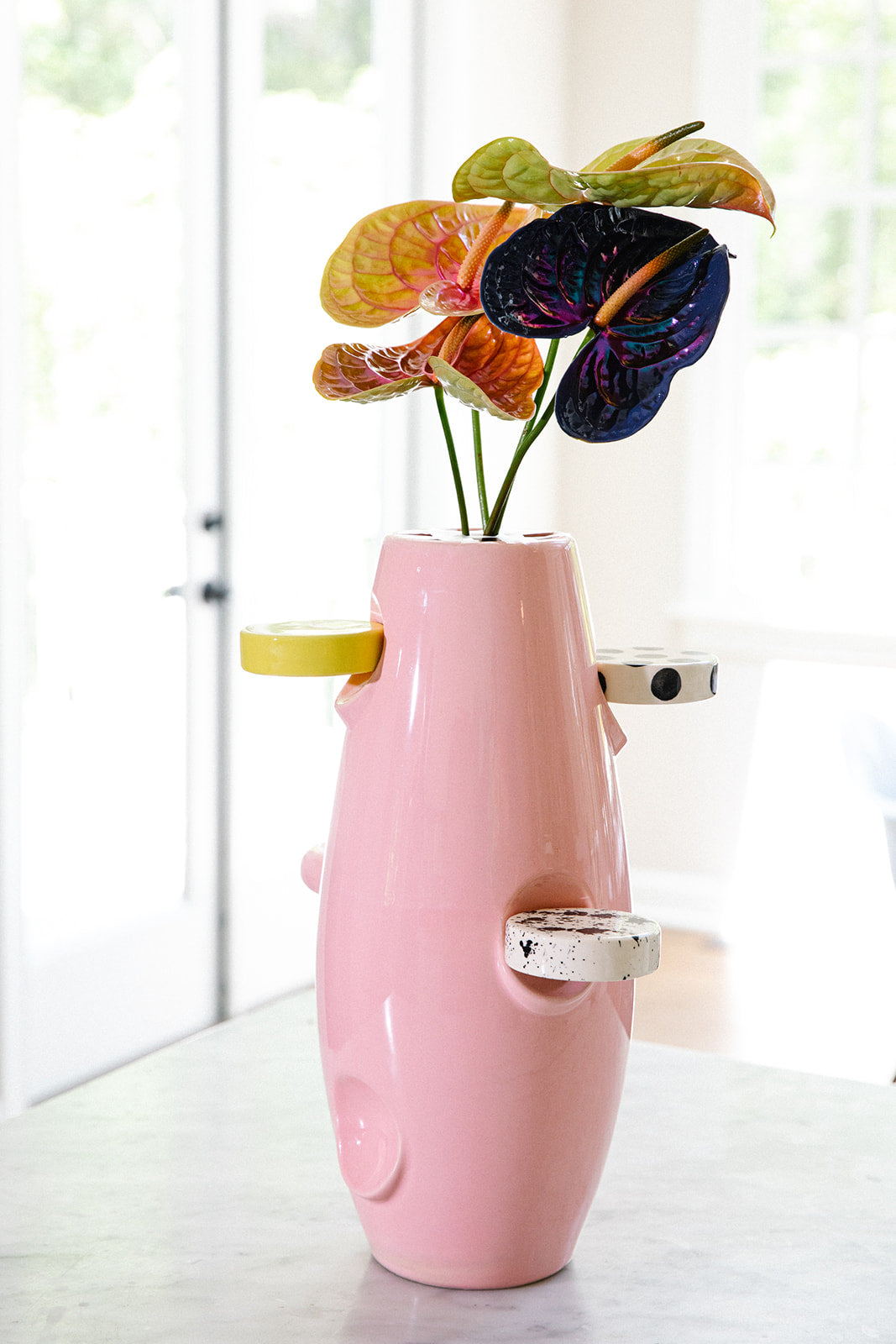 Ceramic pink rocket vase