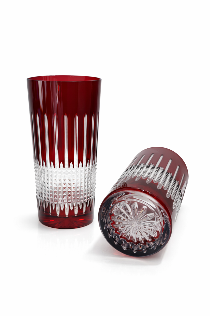 Miecz Crystal Red  Highball Glasses - Set of 2 red
