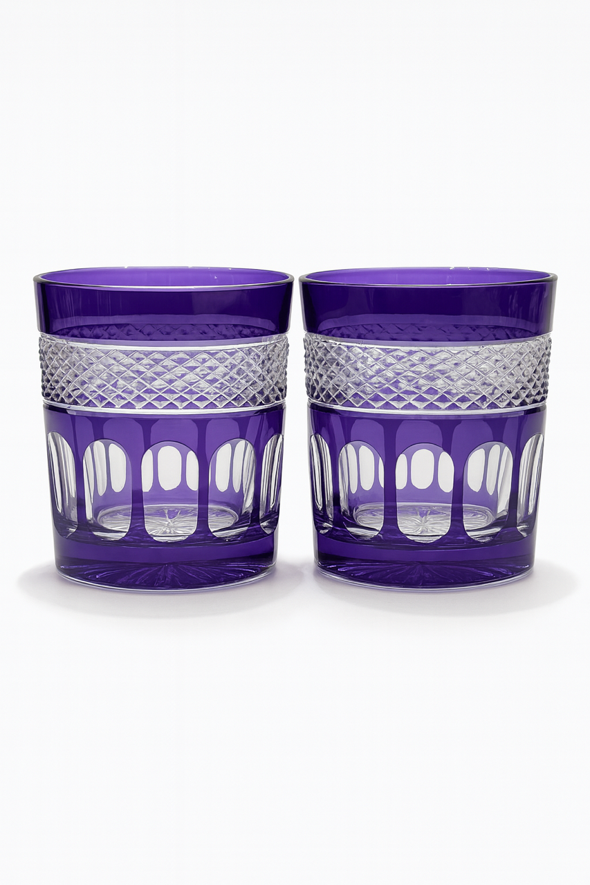 Reversed Francuz Crystal Tumblers - Set of 2 Purple