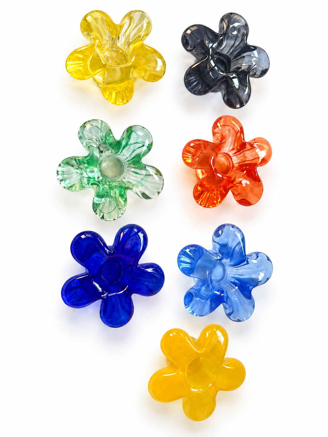 Flower Glass Candle Holder in Cobalt