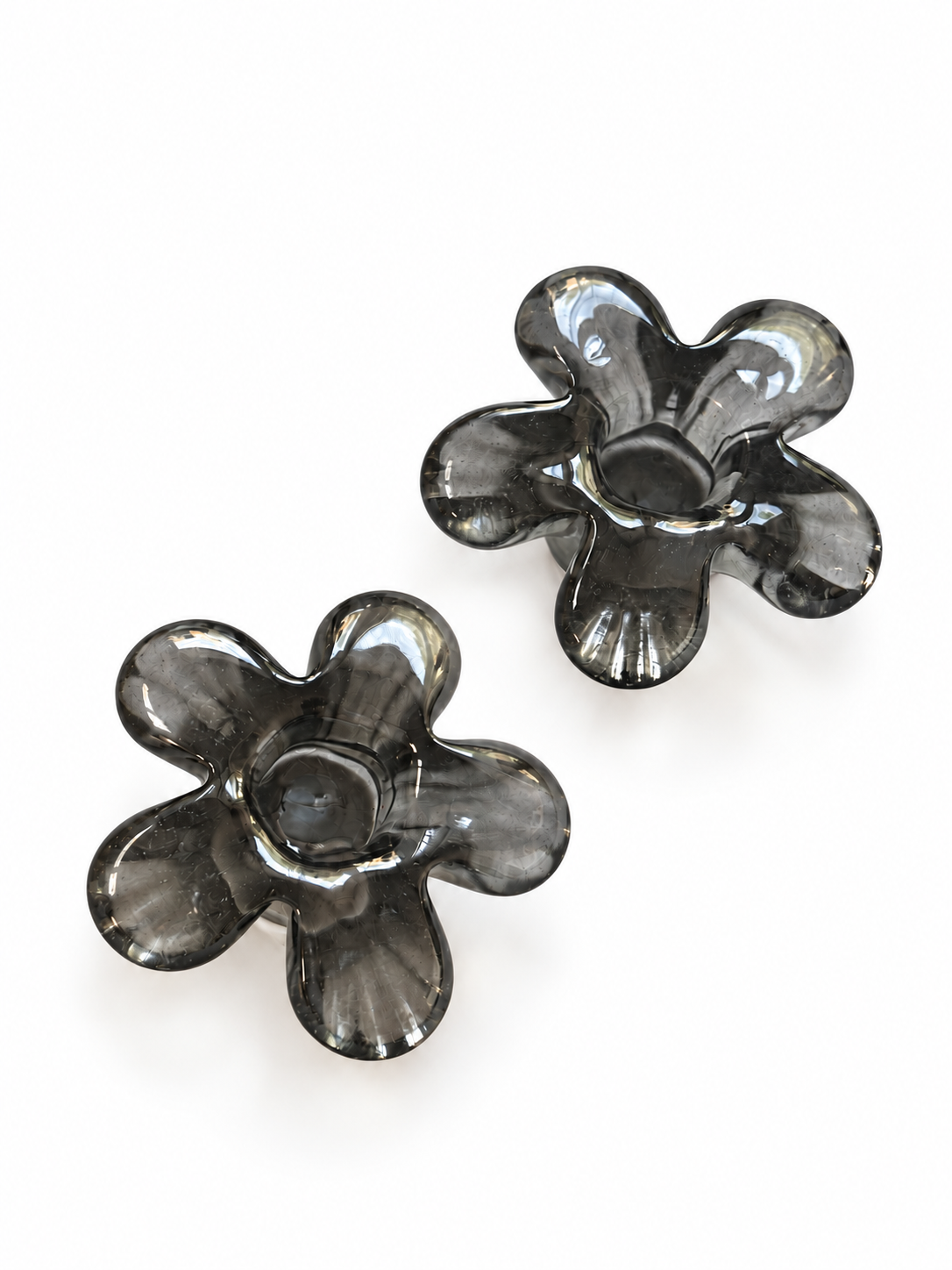 Flower Glass Candle Holder in Grey