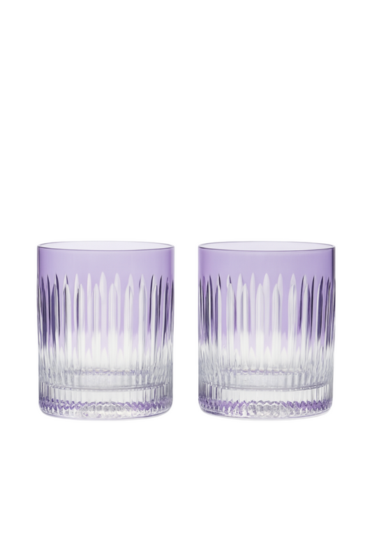 Set of two small crystal tumblers in light purple