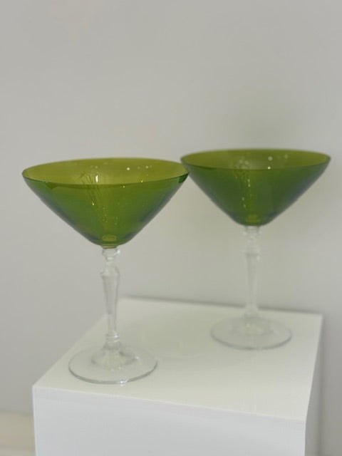 Painted Crystal Martini Glasses - Set of 2