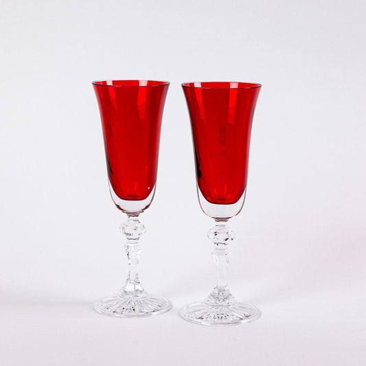 Painted Crystal Champagne Flutes - Set of 2