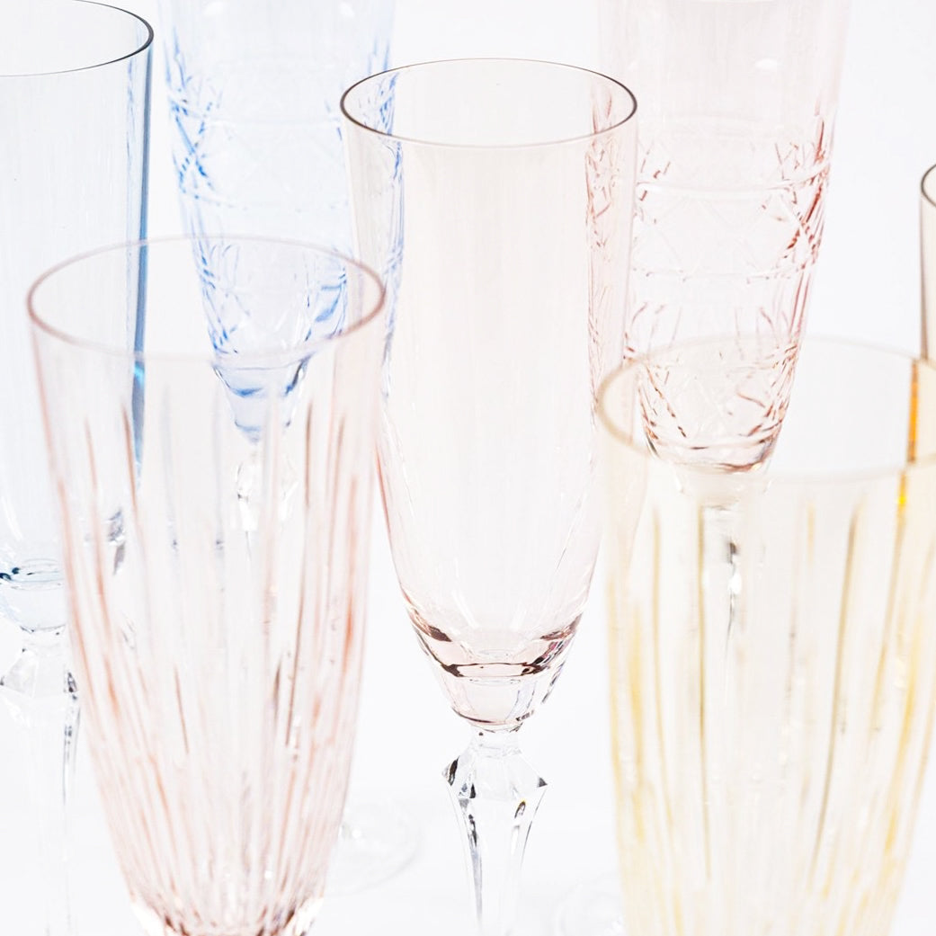 Set of 6 crystal champagne flutes