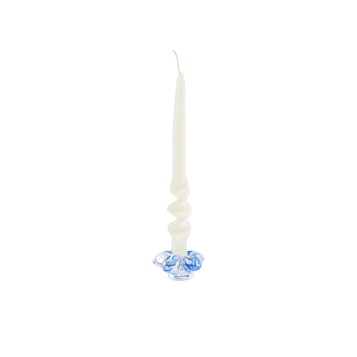 Flower Glass Candle Holder in Baby Blue