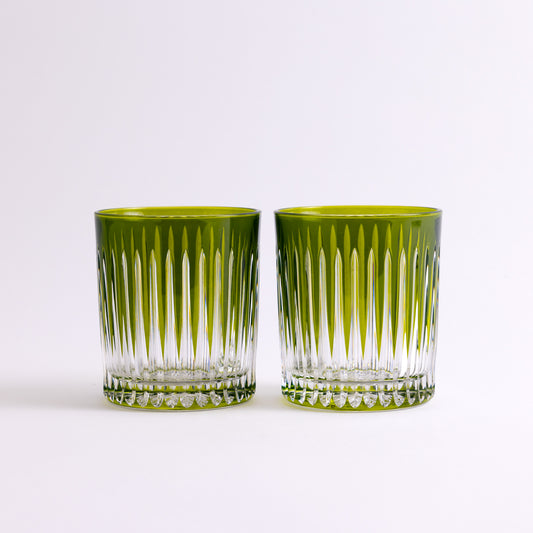 Linia Crystal Tumblers - Set of 2 in Olive Green