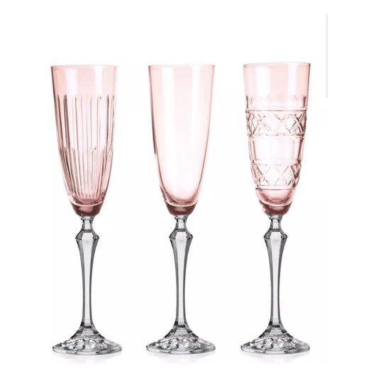 Set of 6 crystal champagne flutes